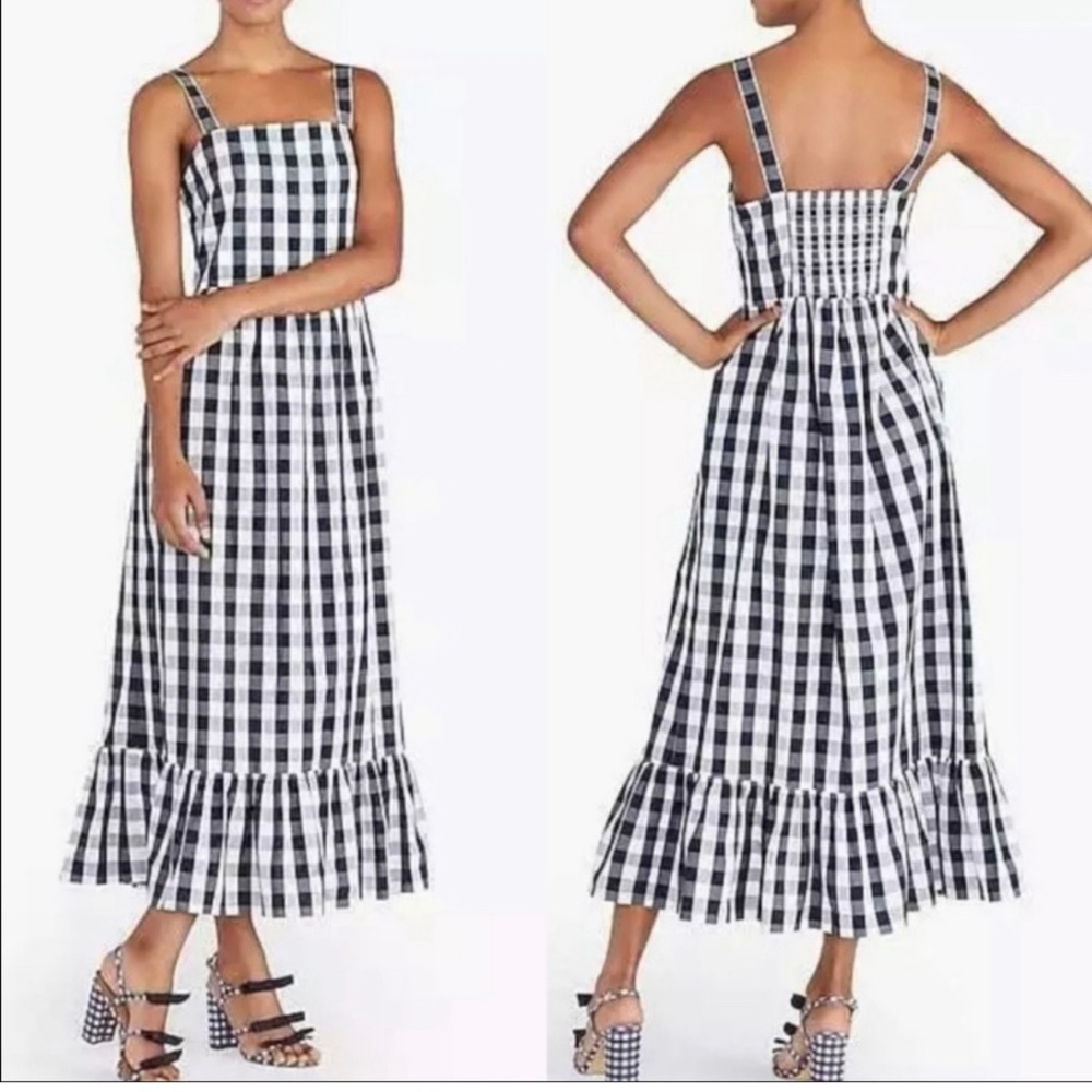 Jcrew navy gingham Maxi